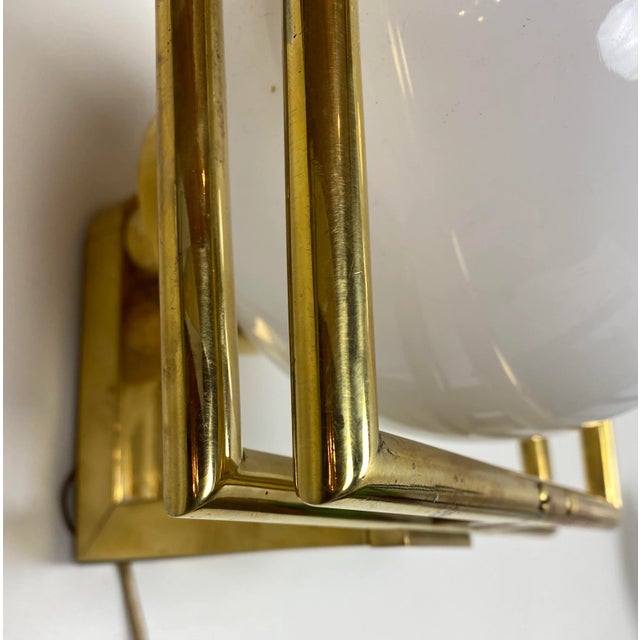 Bauhaus Brass & Opaline Wall Lamp, 1930s For Sale - Image 14 of 18