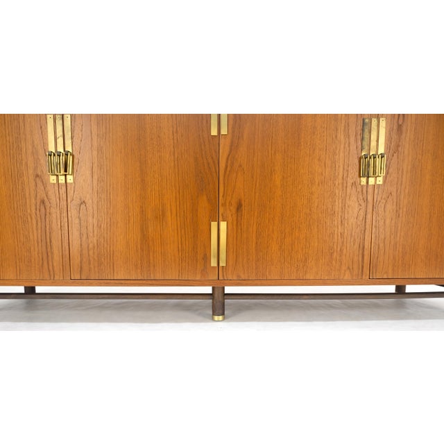 Baker Teak & Brass Double Door Compartment 4 Drawers Credenza Dresser For Sale - Image 10 of 12