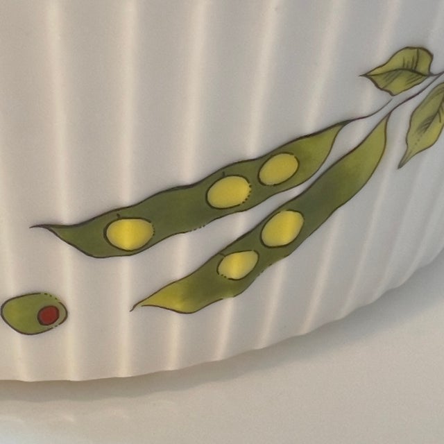 1940s Louis Lourioux "Le Faune" Vintage Fireproof Porcelain 7" Vegetable Motif Souffle Dish France For Sale - Image 4 of 15