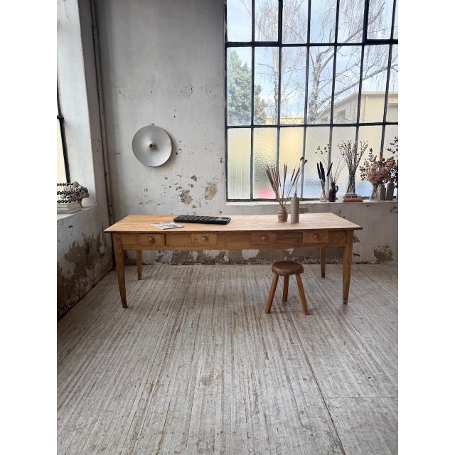 Pine and Oak Farmhouse Table with Drawers, 1950s For Sale - Image 3 of 18