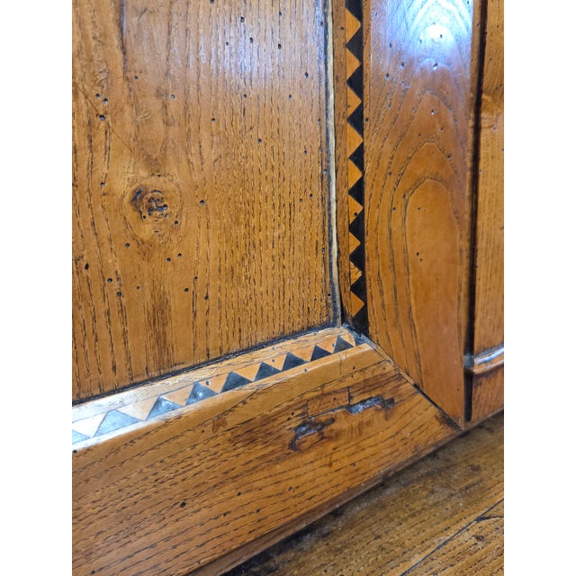 Antique French Elm Deux Corps Buffet Cabinet With Inlay and Fitted Interior For Sale - Image 10 of 18