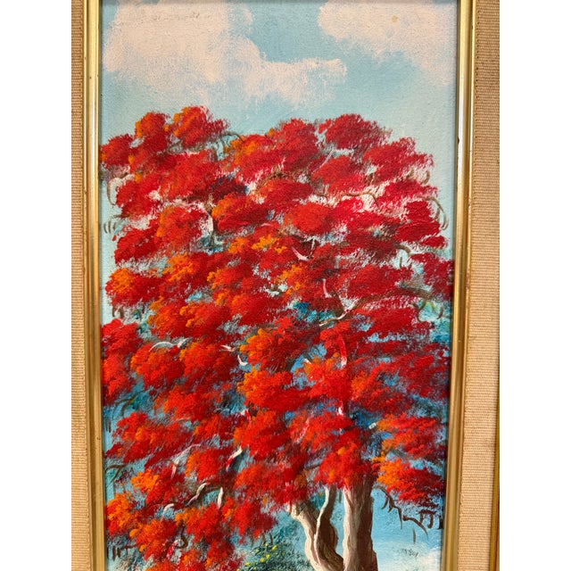 Vintage Highway Men Royal Poinciana Tree Painting For Sale - Image 4 of 10