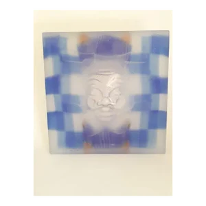 Early 21st Century Solid Murano Glass Sculpture With Recess of Veziana Mask Figure