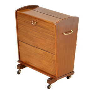 Mid Century Enclosed Portable Bar Cart on Wheels