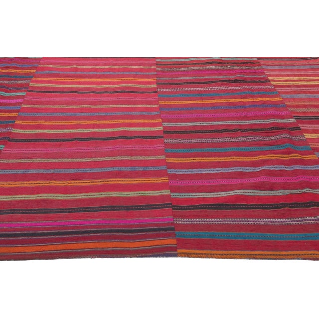 Colorful Vintage Turkish Striped Kilim Rug - 09'05 X 09'07 For Sale - Image 4 of 10