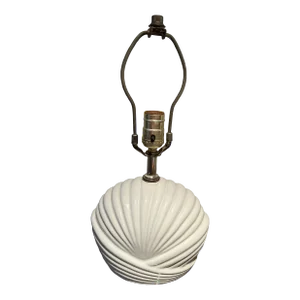 1980 Art Deco Style White Shell Ceramic Lamp