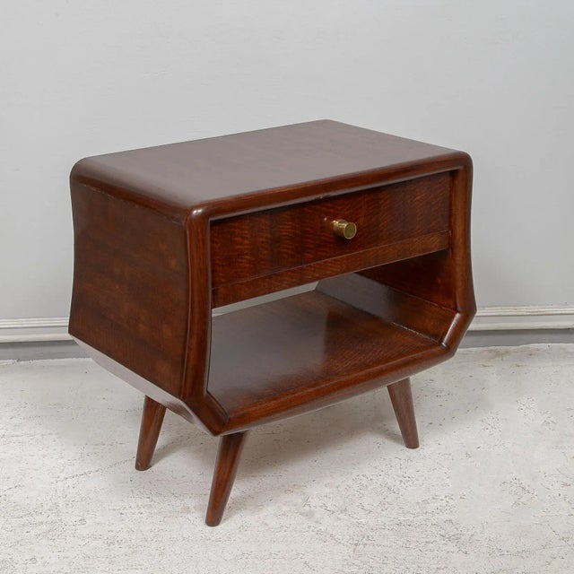 Mid-Century Modern Pair of Italian Mid-Century End Tables With Central Drawers For Sale - Image 3 of 10