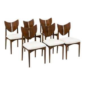 Mid Century Style Solid Walnut Butterfly Dining Chairs - Set of 6