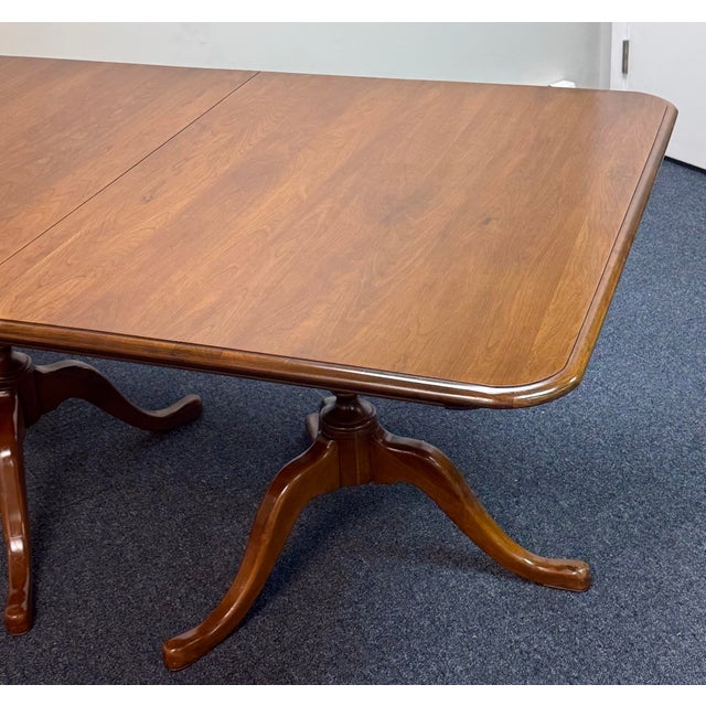 Pennsylvania House Pennsylvania House Solid Cherry Double Pedestal Dining Table For Sale - Image 4 of 12