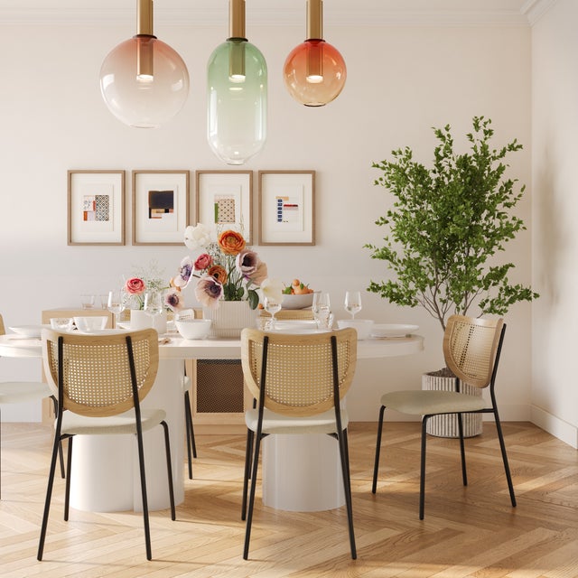 Boho Chic Elora White Lacquer Oval Dining Table For Sale - Image 3 of 10
