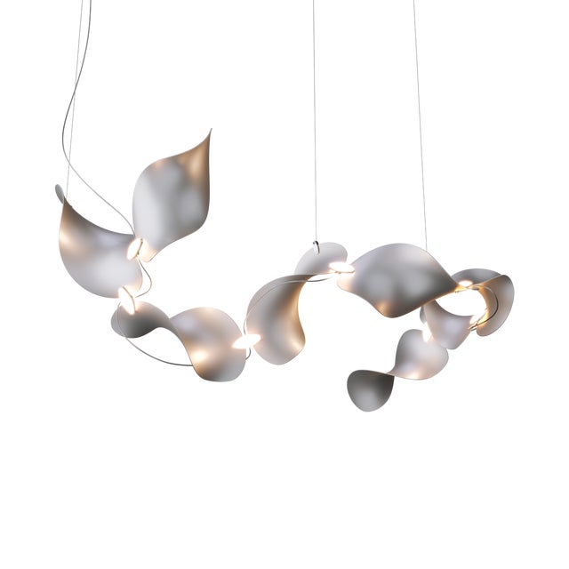 Dune 8 Curve Chandelier with Silver Anodized Shades by Daniel Becker Moss Objects For Sale - Image 13 of 13