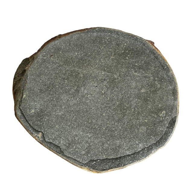 Early 21st Century Rustic Outdoor Stone Vintage Boulder Side Table Stool For Sale - Image 5 of 5