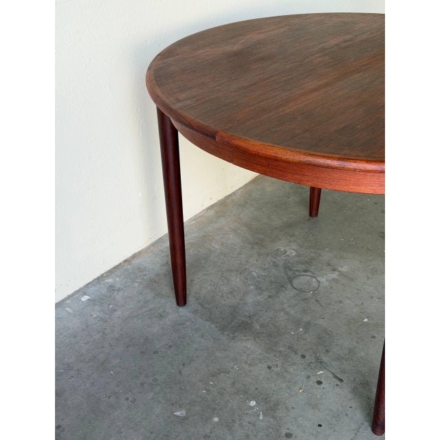 Wood Vintage Danish Teak Round Dining Table – Mid Century Modern Scandinavian Table 1960s For Sale - Image 7 of 8