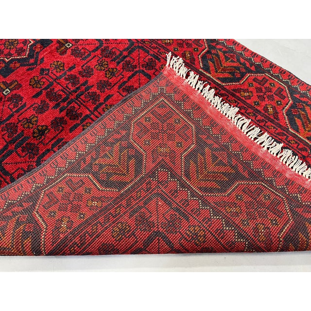 Red and Navy Tribal Geometric Runner Rug, 2'9