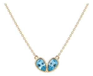 Classic Bezel-Set Twin Teardrop Blue Topaz Pendant in 925 Silver