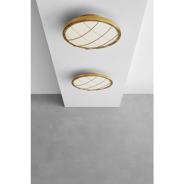 Modern Peter Bristol for Visual Comfort Signature Dot 13" Caged Flush Mount in Natural Brass For Sale - Image 3 of 4