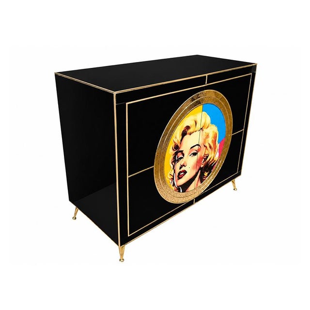 Marilyn Black Glass Sideboard, 1980s For Sale - Image 3 of 6