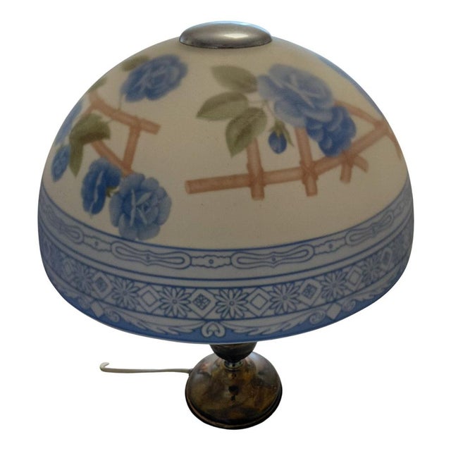 Vintage Table Lamp in Silver and Decorated Opal Glass, 1990 For Sale - Image 12 of 12