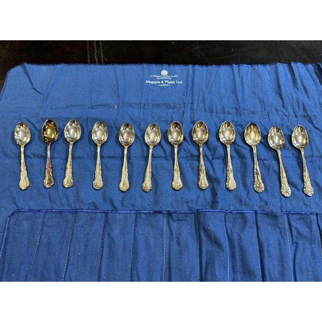 Vintage Silver-Plated Teaspoons with Russell Pattern by Mappin & Webb, Set of 12 For Sale - Image 4 of 4