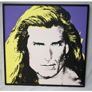 Steve Kaufman, Rare Unique Oil Painting Silkscreen of Fabio Pop Art 80s Icon, 1994 For Sale