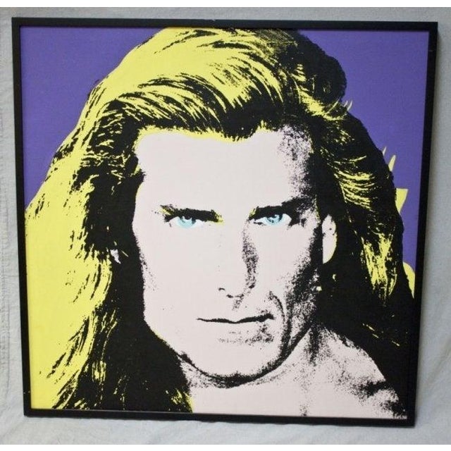 Steve Kaufman, Rare Unique Oil Painting Silkscreen of Fabio Pop Art 80s Icon, 1994 For Sale