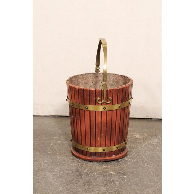 English English 19th C. Brass & Wood Bucket W/ Handle For Sale - Image 3 of 11
