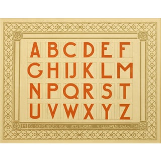 1907 Dutch Letterpress Sheet, Matted (Abcdef Ghijklm Npqrst Uvwxyz) For Sale