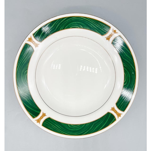 1990s Set of 4 Majesty Fine China "Malachite" Rim Soup Bowls – Hollywood Regency / Neoclassical For Sale - Image 5 of 14