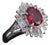 Late 20th Century Gia Certified Ruby & 0.54ct Diamond Platinum Ring, Size 4.75 For Sale