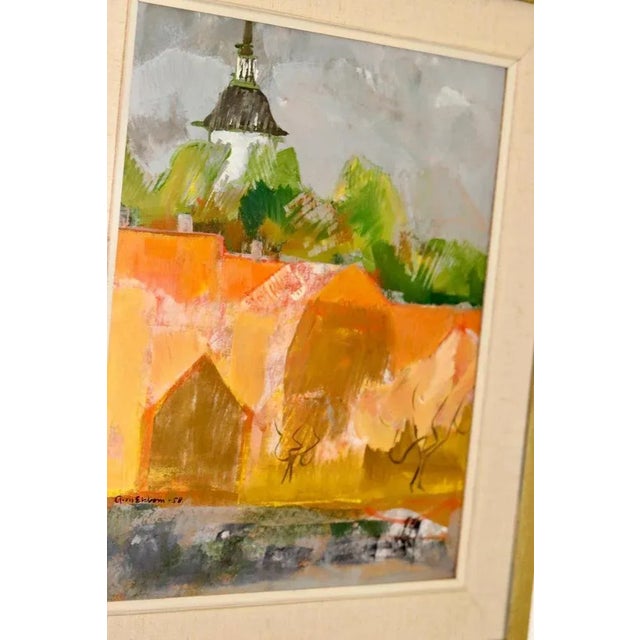 1950's Swedish Mid-Century Oil On Board Painting" Abstract Landscape " by Ann Marie Ekbom --Vintage & Framed Vintage...