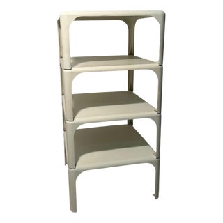 Demetrio 45 Stackable Coffee Tables in White ABS by Vico Magistretti for Artemide, 1970s, Set of 4 For Sale