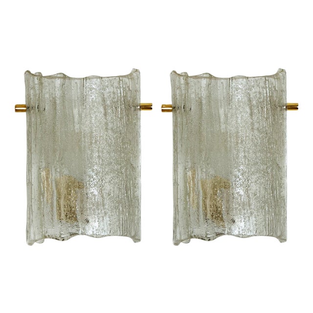 Massive Glass Wall Light Fixtures by J.T. Kalmar, 1960s For Sale