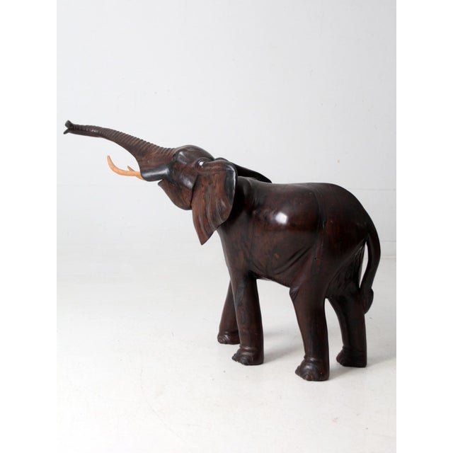Brown Large Mid-Century Ironwood Elephant Sculpture For Sale - Image 8 of 18