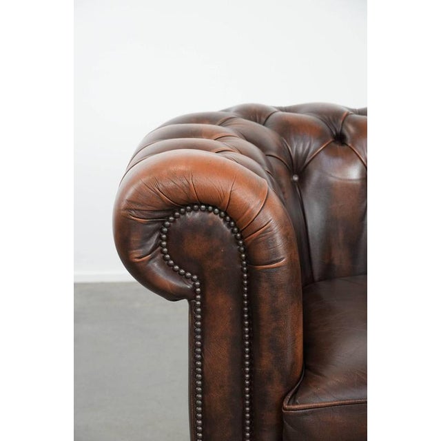 English Style Brown Cowhide Chesterfield Armchair For Sale - Image 10 of 17