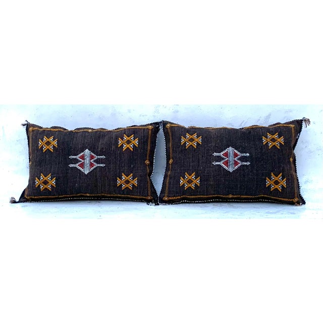 Contemporary Brown Moroccan Silk Sabra Pillow Covers - a Pair For Sale - Image 10 of 11