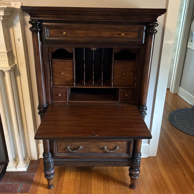 Traditional 1990s Alligator Embossed Secretary Desk For Sale - Image 3 of 6