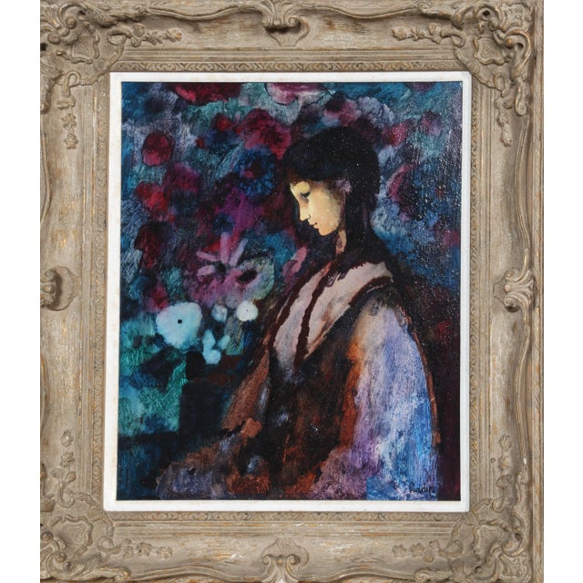 Donald Roy Purdy, "Black Hair, Purple Girl", Oil on Masonite For Sale - Image 4 of 4