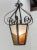 French Iron Textured & Colored Glass Ceiling Lamp Lustre Lantern, 1960s For Sale - Image 3 of 10