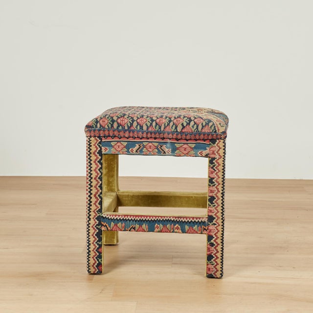 Pair of Stools Upholstered in Antique Persian Kilim For Sale - Image 4 of 14