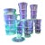 Antique Art Deco Dunbar Green Uranium Glass Pitcher 6 Tumblers Large 8pc Set For Sale