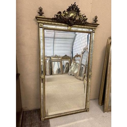 Glass Large 19th Century Antique French Painted and Gilt Mirror For Sale - Image 7 of 7