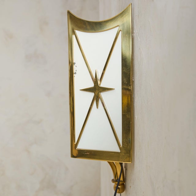 Pair of French Brass Starburst Motif Sconces, 1950s For Sale - Image 9 of 11