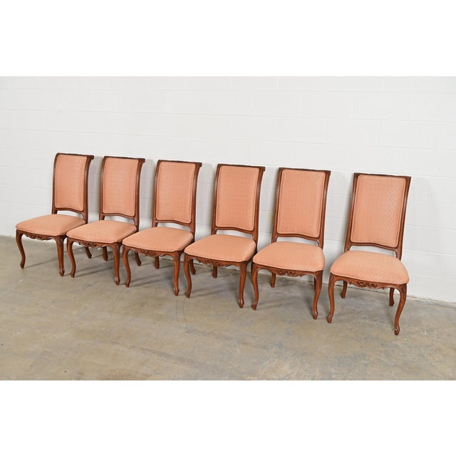Baker Furniture French Provincial Louis XV Carved Walnut Dining Chairs, Set of Six For Sale - Image 11 of 11