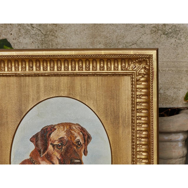 Brown English 19th Century Oil on Board Mastiff Dog Painting in Giltwood Frame For Sale - Image 8 of 12