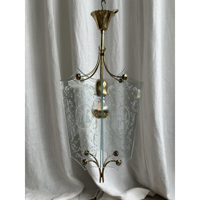 Mid-Century Modern Glass Lantern Pendant by Pietro Chiesa for Fontana Arte, 1950s For Sale - Image 3 of 18