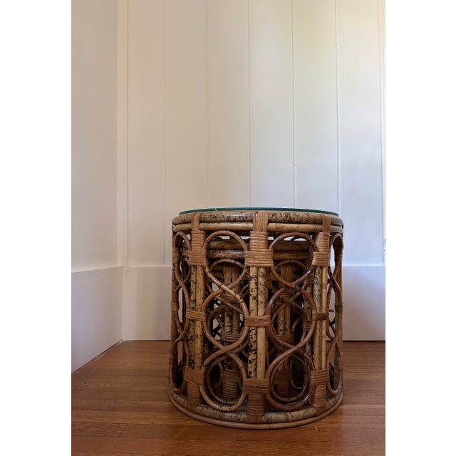 Boho Chic 1960s Tortoise Bamboo and Cane Nesting Side Tables For Sale - Image 3 of 5