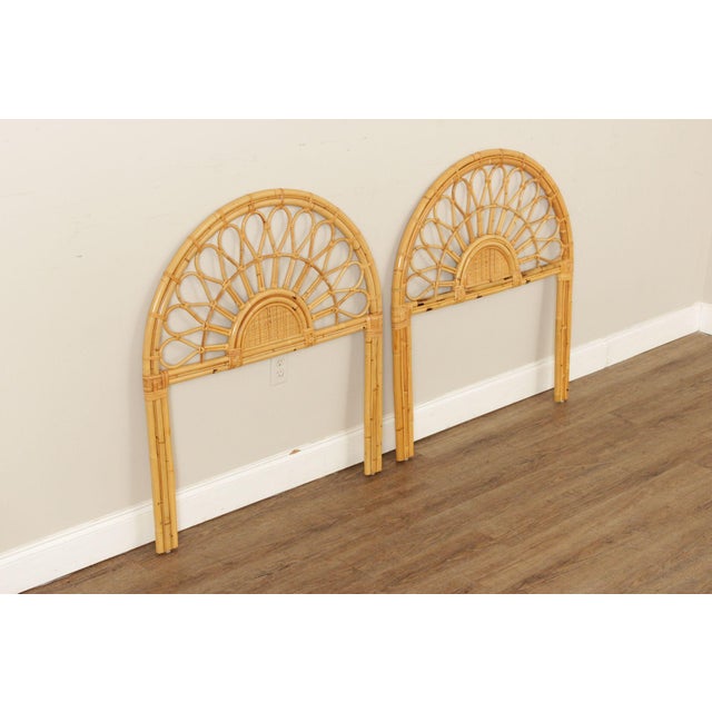 Boho Chic Boho Coastal Style Vintage Pair of Bamboo and Rattan Twin Headboards For Sale - Image 3 of 12