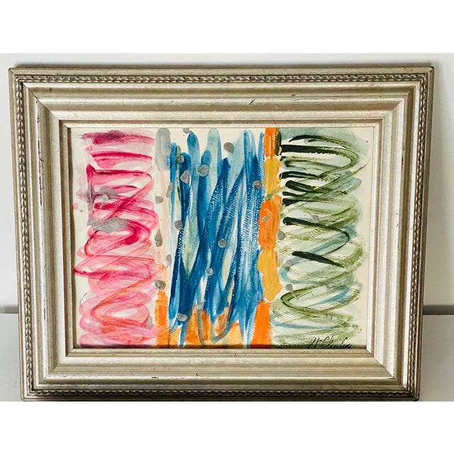 Abstract Abstract Mini Mixed Media Painting Signed For Sale - Image 3 of 10