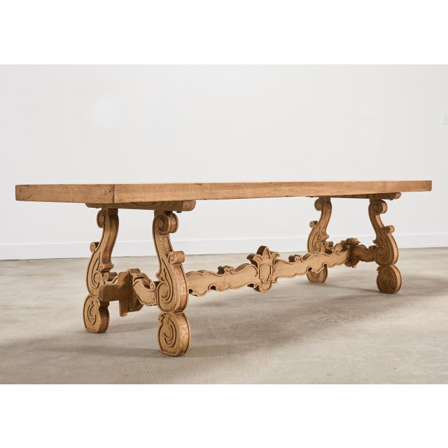 Farmhouse 19th C. Spanish Baroque Bleached Oak Farmhouse Dining Table For Sale - Image 3 of 18