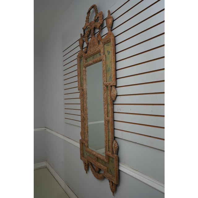 Age: Approx: 20 Years Old Details: Beveled Glass Crackle Painted Panel Outside Urn Top Side Finials Un-Marked As To...